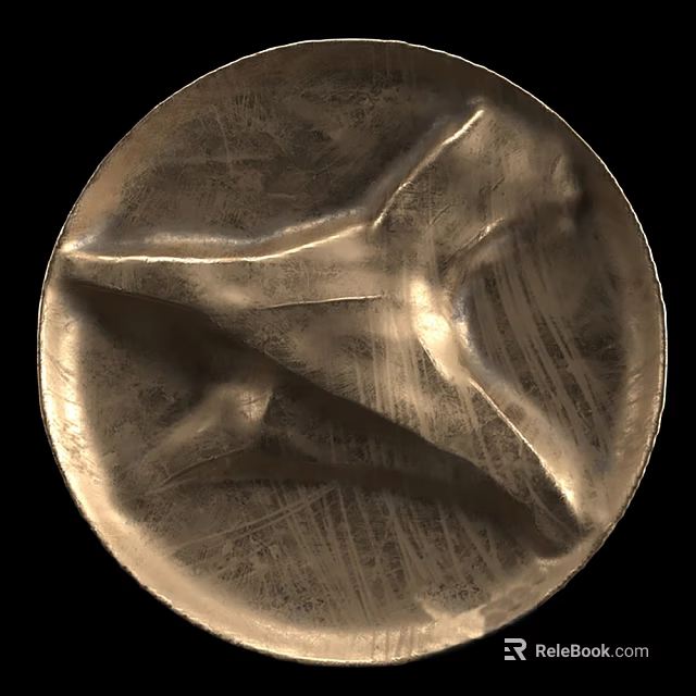 Circular Metallic Wall Decor With Abstract Textured Surface And Shiny Finish 3d model 