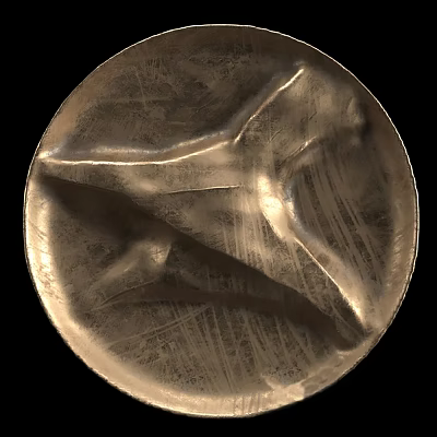Circular Metallic Wall Decor With Abstract Textured Surface And Shiny Finish 3d model