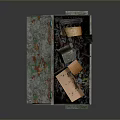 Worn Wooden Crate Filled With Used Daily Necessities And Storage Items