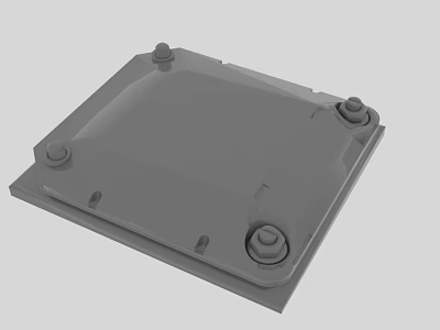 Gray Square Mechanical Enclosure With Four Metal Screws And Flat Surface 3d model
