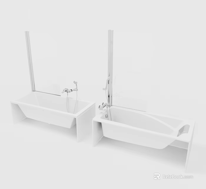 Modern White Bathtub Design With Sleek Faucet And Minimalist Stand 3d model 
