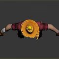 3D Detailed Game Movie Character With Straw Hat Red Shirt Blue Overalls And Gloves