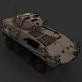 Military Armored Vehicle With Multi Wheeled Design Top Mounted Weapon System And Worn Exterior Details