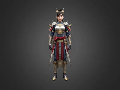 Chinese female soldier woman lady soldier female general 3d model