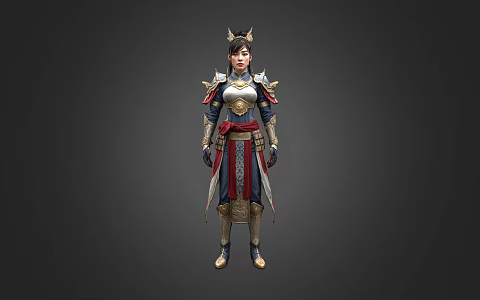 Chinese female soldier woman lady soldier female general 3d model