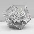 Geometric Glass Terrarium with Green Moss Small Plants and Stones and Metal Frame Design