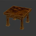 Brown Square Small Table With Textured Top And Four Sturdy Legs 3d model