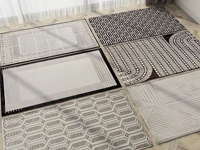 Square Rugs With Geometric Patterns And Black White Designs For Home Decor 3d model