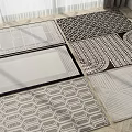 Square Rugs With Geometric Patterns And Black White Designs For Home Decor 3d model