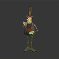 Animated Game Movie Character With Tall Top Hat Yellow Plaid Coat And Red Vest
