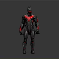 Batman Armored Suit Figure With Black Red Accents And Modern Tech Design Details