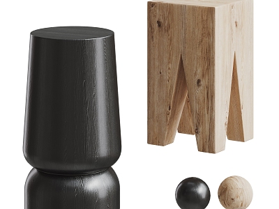 Nordic Solid Wood Stool Combination model