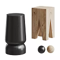 Modern Black And Wooden Stools With Contemporary Design And Unique Shapes