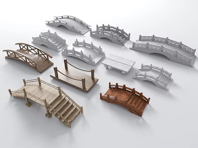 Various Design Landscape Bridges Models with Different Materials and Decorative Styles 3d model