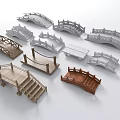Various Design Landscape Bridges Models with Different Materials and Decorative Styles 3d model