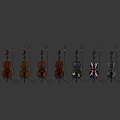 Classical Wooden Violin with Bow Resting on Sturdy Musical Instrument Stand