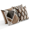 Decorative Modern Throw Pillows Featuring Brown Beige Black Geometric Wavy Textured Patterns 3d model