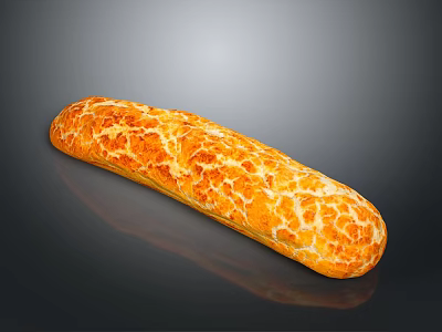 Homemade Freshly Baked Golden Crust Long Loaf Bread With Crispy Textured Surface 3d model