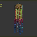 Antique Wooden Tower Model with Intricate Carvings Multi Layer Structure Dome Top and Pillar Support