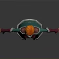 3D Fantasy Character With Red Hair Green Purple Robe Decorative Belt And Intricate Patterns Standing