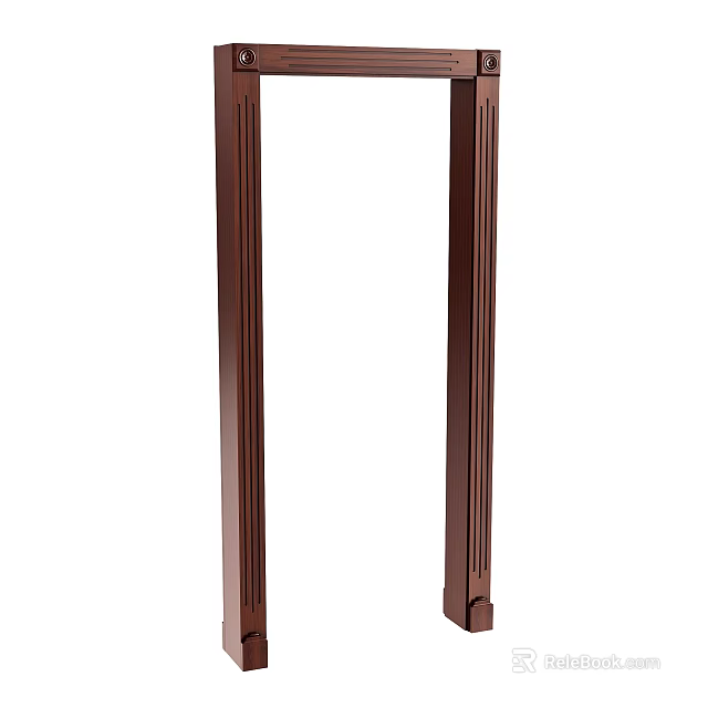 Dark Brown Wooden Pillars With Vertical Stripes For Home Decor Accents 3d model 