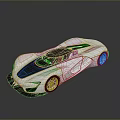 White Sleek Modern Supercar with Futuristic Aerodynamic Body Black Roof and Alloy Wheels