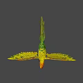 Game Movie Character Yellow Orange Parrot Flying With Spread Wings Dark Blue Background