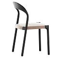 Modern Leisure Chairs With Black And Light Wood Frames And Upholstered Seats