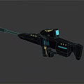 Futuristic Sci Fi Weapon 3D Model With Blue Yellow LED Lights And Sleek Design