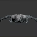 Futuristic Metallic Humanoid Character Standing With Open Arms On Dark Surface