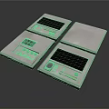 Three Silver Electronic Control Panel Devices With Screens And Buttons