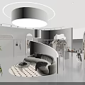 Fashion Clothing Store Modern White Interior With Mannequins And Clothes Display Racks