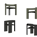 Modern Minimalist Dining Chairs in Dark Green and Black with Curved Backrest