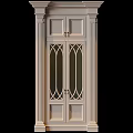 Elegant Classical Light Wooden Dresser With Glass Doors Arched Panel Design And Decorative Columns