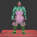 Ancient Warrior In Traditional Ornate Armor With Decorative Chest Plate And Red Sash
