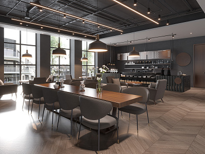 Industrial LOFT Cafe Coffee Shop Milk Tea Shop Dessert Shop Western Restaurant Bar Coffee Shop Bar 3d model