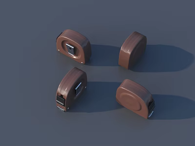 Four Brown Industrial Equipment Components With Metal Interfaces And Curved Design 3d model