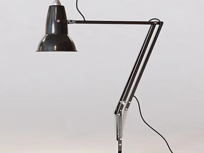 Modern Black Adjustable Arm Metal Desk Lamp with Minimalist Design and Stable Base 3d model