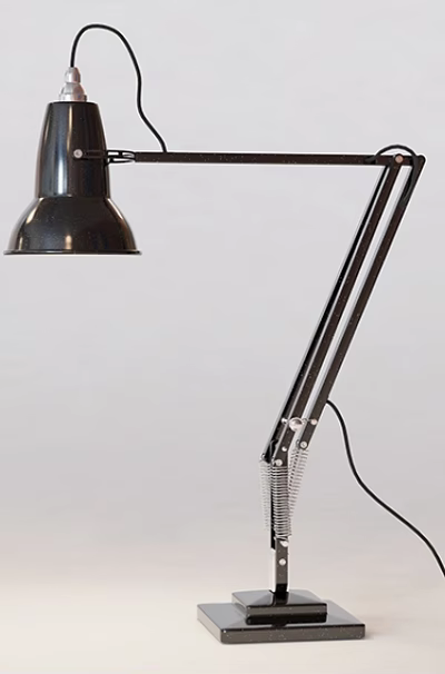 Modern Black Adjustable Arm Metal Desk Lamp with Minimalist Design and Stable Base 3d model