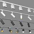 Modern Track Mounted Downlights And Spotlights With White Black Fixtures For Interior Lighting