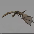 Flying Dragon With Detailed Brown Wings And Scaled Body On Dark Background