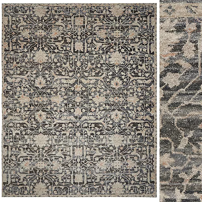 Square Rug With Intricate Traditional Patterns In Beige And Black Tones For Home Decor 3d model