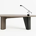 Modern Minimalist Desk Design With Wooden Surface And Adjustable Table Lamp