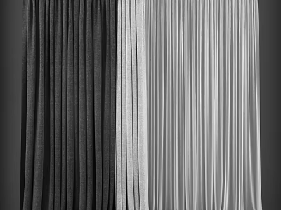 Black And White Curtains With Elegant Drape For Modern Home Decoration 3d model