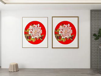 New Chinese Style Lacquer Painting Hanging Paintings 3d model