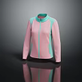Pink And Turquoise Modern Jacket With Stand Collar And Zipper Design