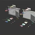 Dual Projection Screens Monitoring System With Mounted Cameras Brackets And Connection Cables