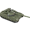 Modern Military Tank with Long Barrel Turret Tracked Chassis and Olive Green Exterior