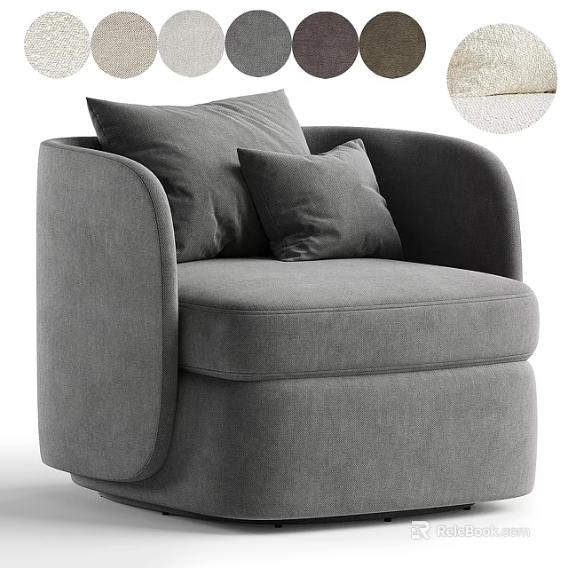 Modern Gray Single Sofa With Comfortable Upholstery And Decorative Pillows 3d model 
