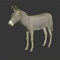 Gray Donkey Full Body Standing on Dark Background with Reflection on Shiny Surface 3d model